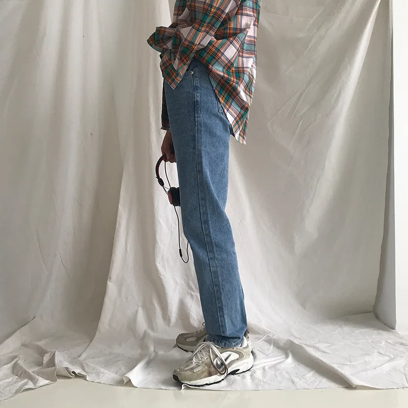 New Mens Loose Jeans Washed Light Blue Straight-Leg Trousers Male Korean Fashion Clothing Jeans for Men Denim Jeans Classic L XL