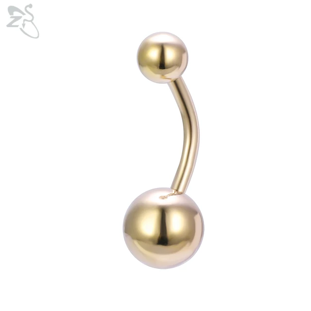 ZS 1 Piece Gold Color Stainless Steel Belly Ring Flower Heart CZ Crystal Navel Belly Button Rings Butterfly Navel Piercings 14G Style 17