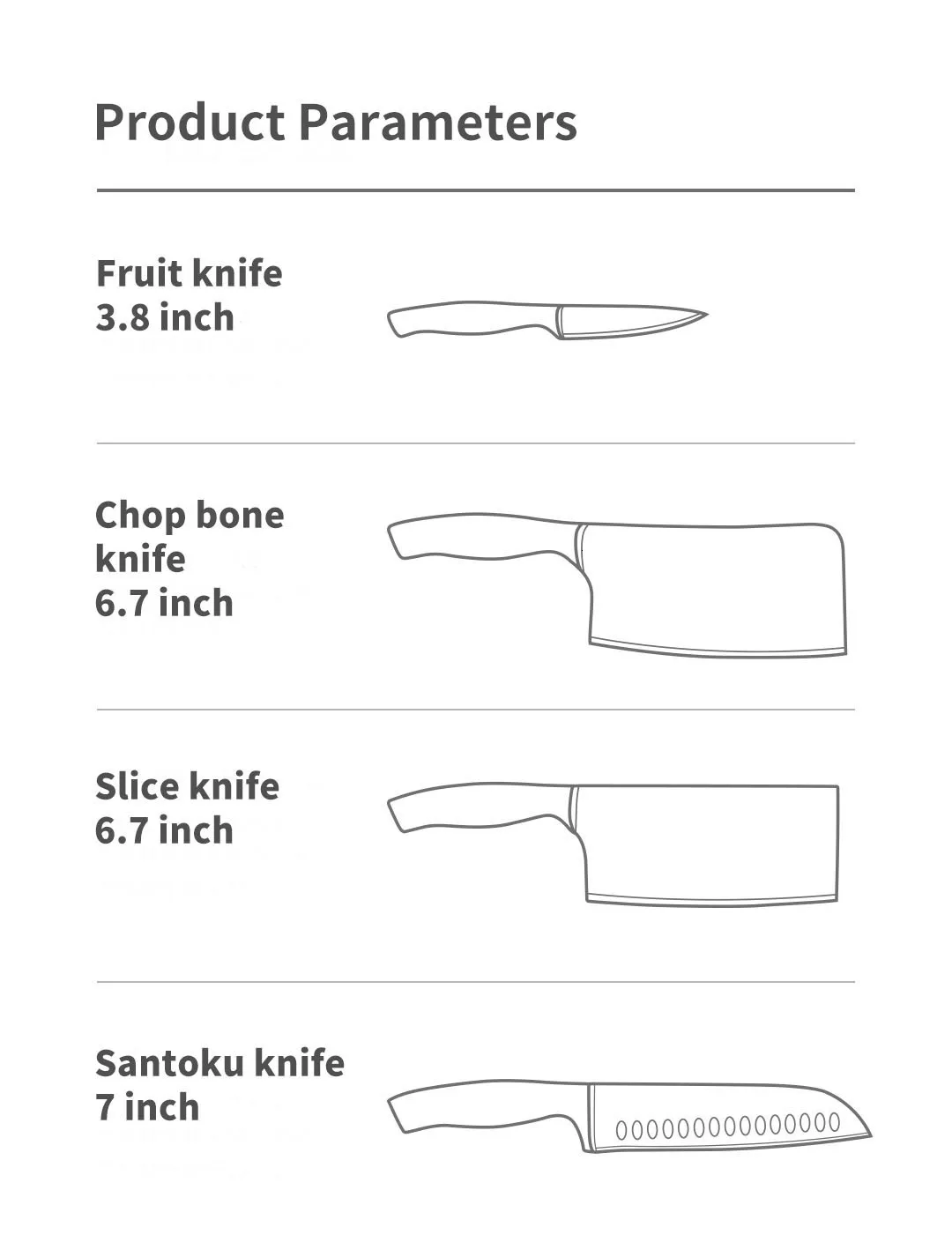 Xiaomi German DIN Molybdenum Vanadium Steel Knife Set 6 pieces Extreme Wear-resistant, Long-lasting Sharp Steel Knife Set With Knife Seat