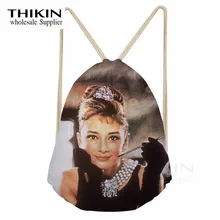 THIKIN Одри Хепберн Печать Полиэстер Луч карман шнурок сумка современная Женская Девушка сумка Портативный пляжный рюкзак Mochila