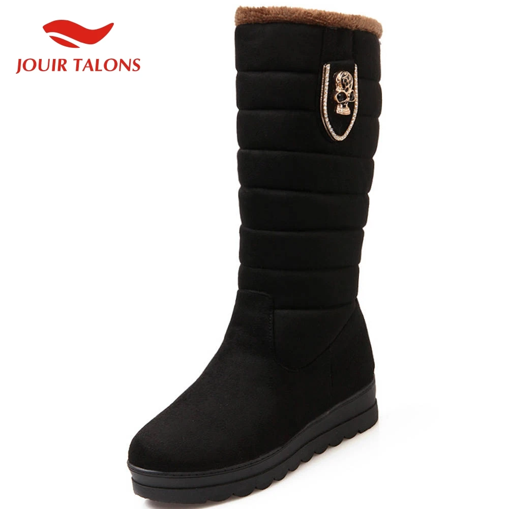 

JOUIR TALONS Dropship Hot Sale 2020 Platform Mid Calf Boots Woman Shoes Increasing Heels Add Fur Warm Winter Boots Women Shoes