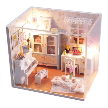 

2019 new DIY Creative Handmade Theme Wooden Cabin Assembly Building Model Toy Set with Light and Dust Cover - Stars