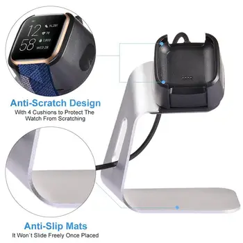 

2-In-1 Smart Watch Charger Dock Desk Watch Holder Durable Aluminum Charging Stand Smart Bracelet Holder for Fitbit Versa