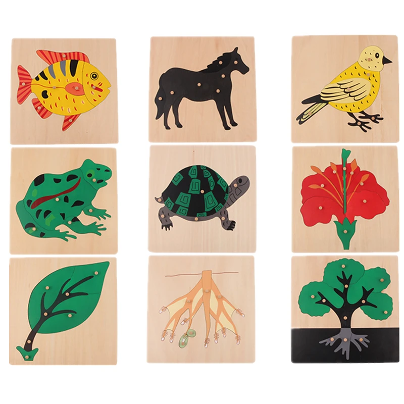 

Wooden Puzzles for Children Botany/ Animal Learning Toys for Girl Boy Preschool Educational Equipment Baby Hand-Eye Coordination