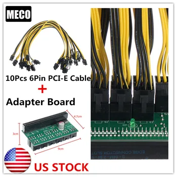 

DPS-1200FB Mining Server Power Supply Breakout Board with 10pcs 18AWG 6Pin To 6+2Pin Cables Power Adapter For Ethereum Mining