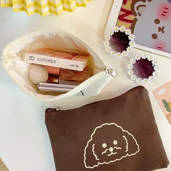 

Bentoy Milkjoy Dog Animal Printed Make Up Bags Girls Travel Cosmetic Case Student Daliy Pencil Case Canvas Storage Holder Bags