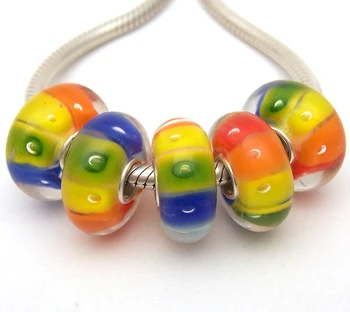 

JGWG822 5X 100% Authenticity S925 Sterling Silver Beads Murano Glass beads Fit European Charms Bracelet diy jewelry Lampwork