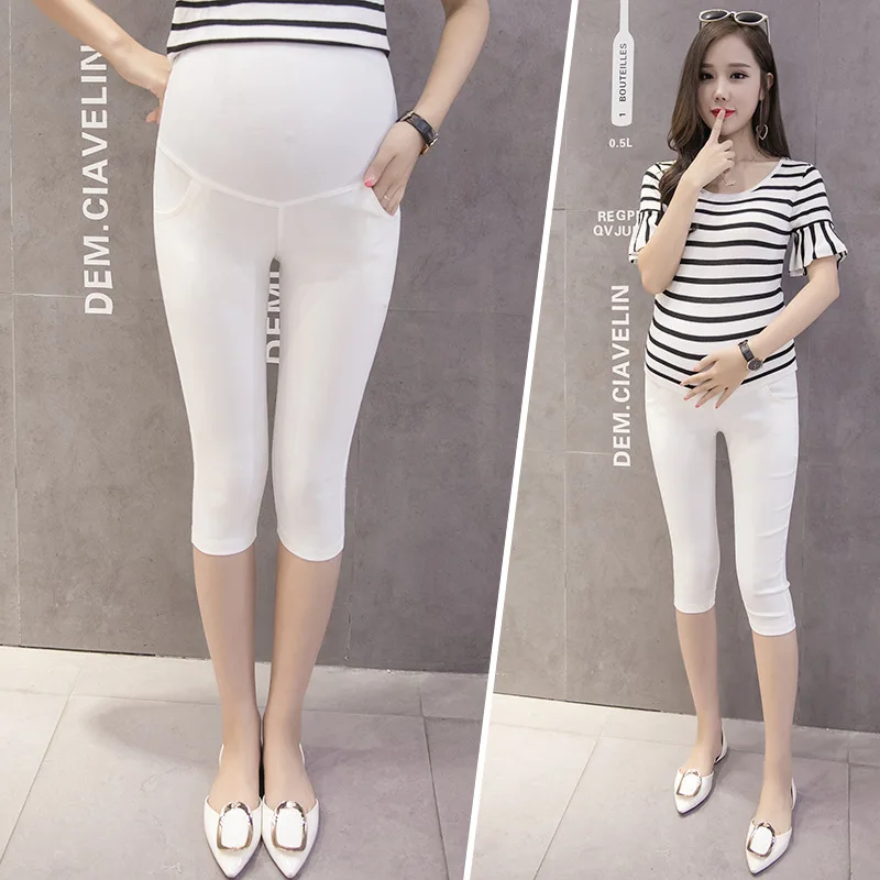 New Style Pregnant Women Summer Capri Casual Pants Summer Thin Slim Fit Elasticity Maternity Pants Outer Wear Base New Style Pregnant Women Summer Capri Casual Pants Summer Thin Slim Fit Elasticity Maternity Pants Outer Wear Base