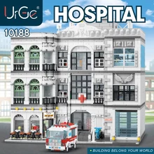 Moc cidade streetview série hospital tijolos praça post office MOC-22101 modelo modular blocos de construção tijolos crianças brinquedos presentes