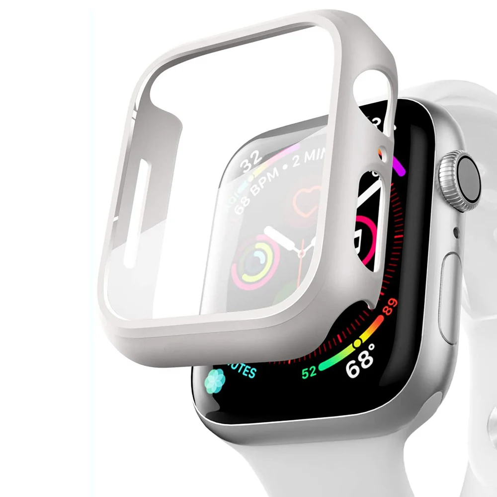 

Compatible Apple Watch Series 6 SE Case 44mm 40mm Glass With Screen Protector Full Coverage Cases For Iwatch 5 4 3 2 42mm 38mm