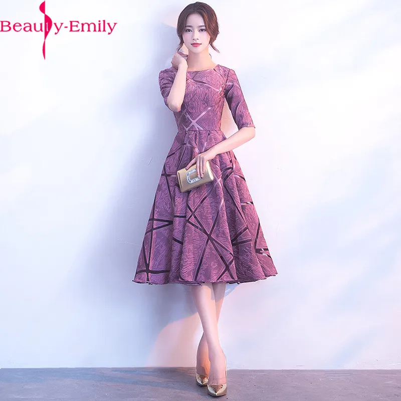 Beauty Emily, бордовые вечерние платья, короткие спереди и длинные сзади, вечерние кружевные платья с круглым вырезом, vestidos de festa, официальное вечернее платье