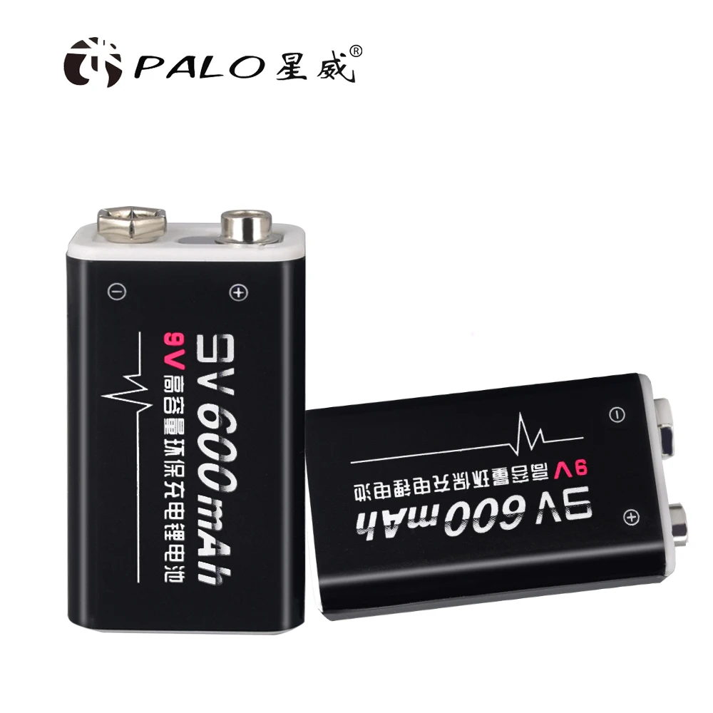 PALO 4 шт./лот 600mAh li-ion 9 V перезаряжаемые батареи для детекторов дыма Беспроводные микрофоны