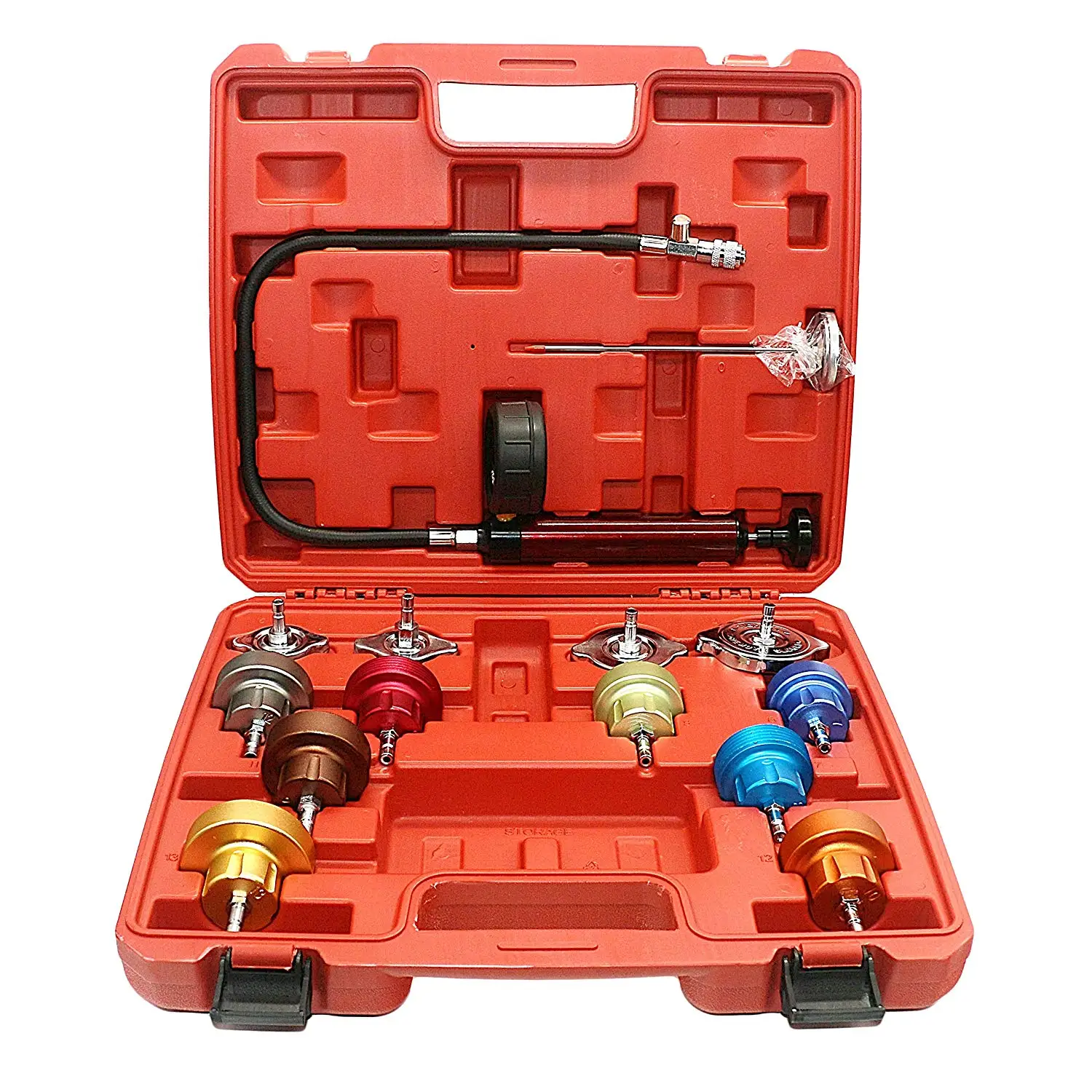 

14PCS Universal Car Radiator Pressure Leak Tester Kit Vacuum Pressure Cooling System Test Gauge Set Tools