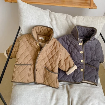 

Baby Boys and girls winter coat Children's padded cotton parka 2-7 years Korean doll collar plush lining cotton coat 2 colors