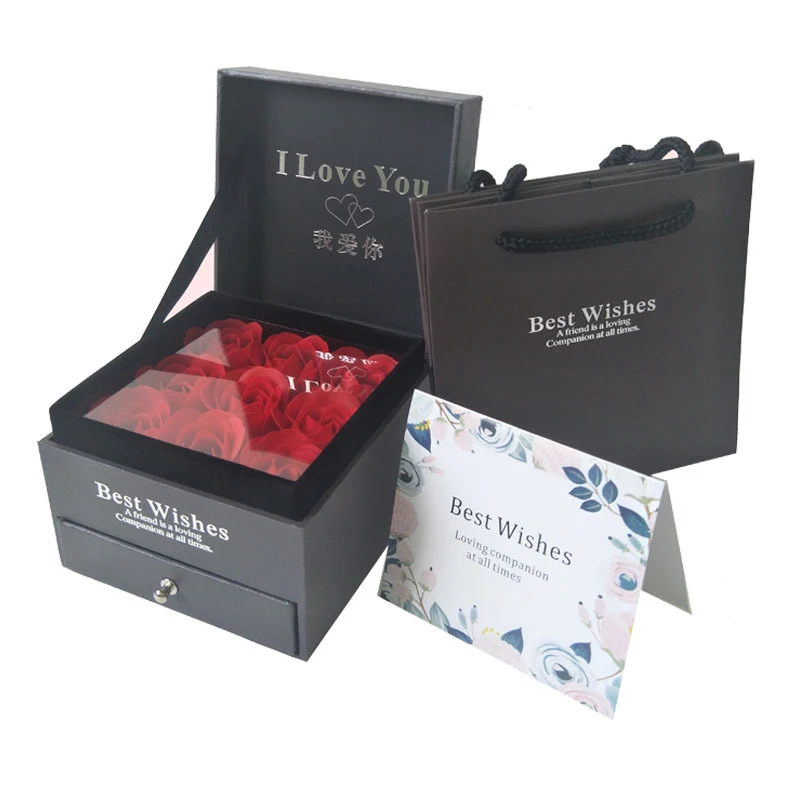 ROSE SPACE 9 Roses Box Jewelry Artificial Flower Saop Flowers For Home Decortion Christmas Party Valentines Wedding Gifts | Дом и сад