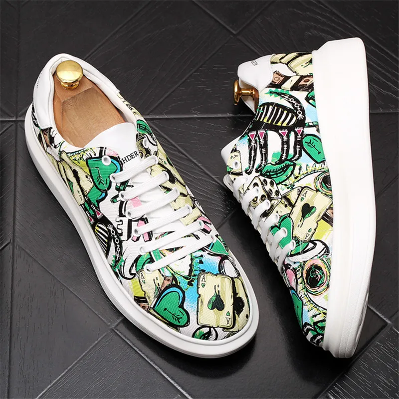 Men's Shoes Sneaker New Small White Shoes Men's Print Casual Shoes Wild Fashion Classic Men's Wedding Party Loafers Shoes