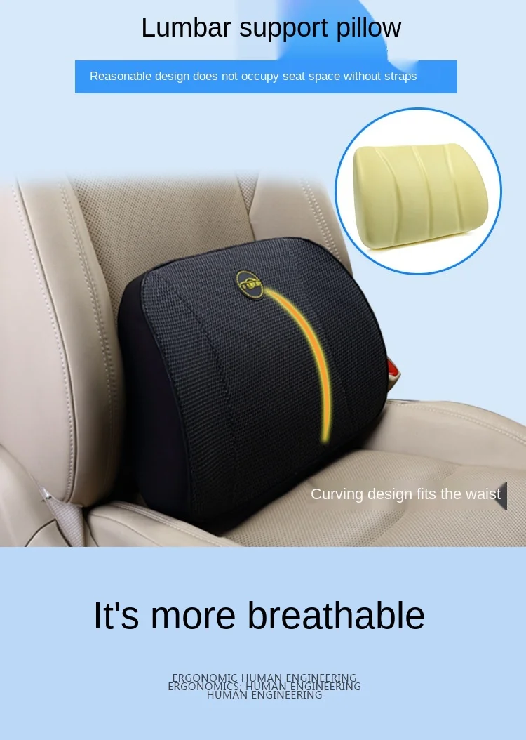 Orthopedic Memory Foam Thickned Car Seat Cushion Set Slow Rebound Office Chair Back Support Cushion Seat Support Lumbar Cushion