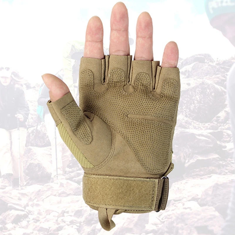Зимние спортивные перчатки с полупальцами, жесткие перчатки с защитой суставов из микрофибры, нейлоновые перчатки для пейнтбола и страйкбола, противоскользящие велосипедные перчатки