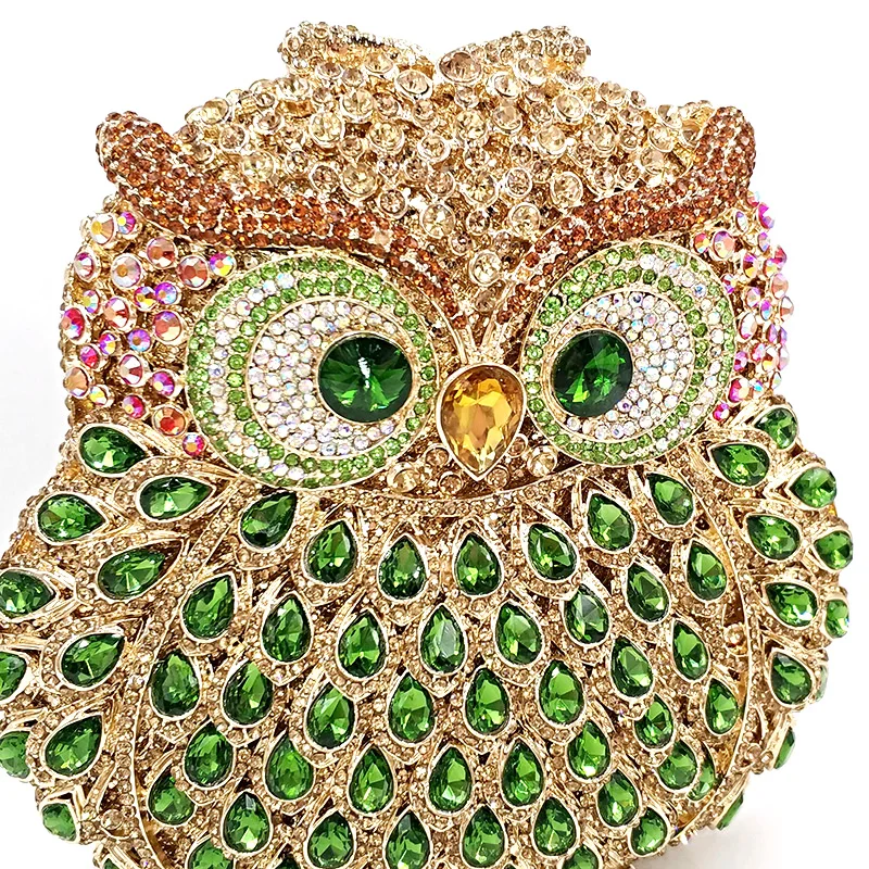 Fashion design clutch women evening party bag diamonds owl bird shape crystal purses bridal wedding party crystal clutches