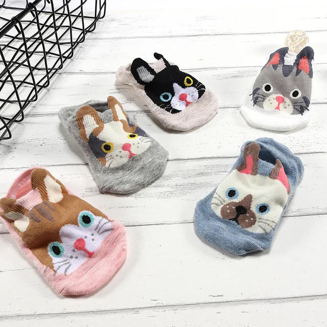10 Piece=5 Pairs/lot Cute Animal Spring Women Socks Set Korean Style Funny Cat Dog Panda Low Cut Ankle Short Sox Happy Size34-40 14