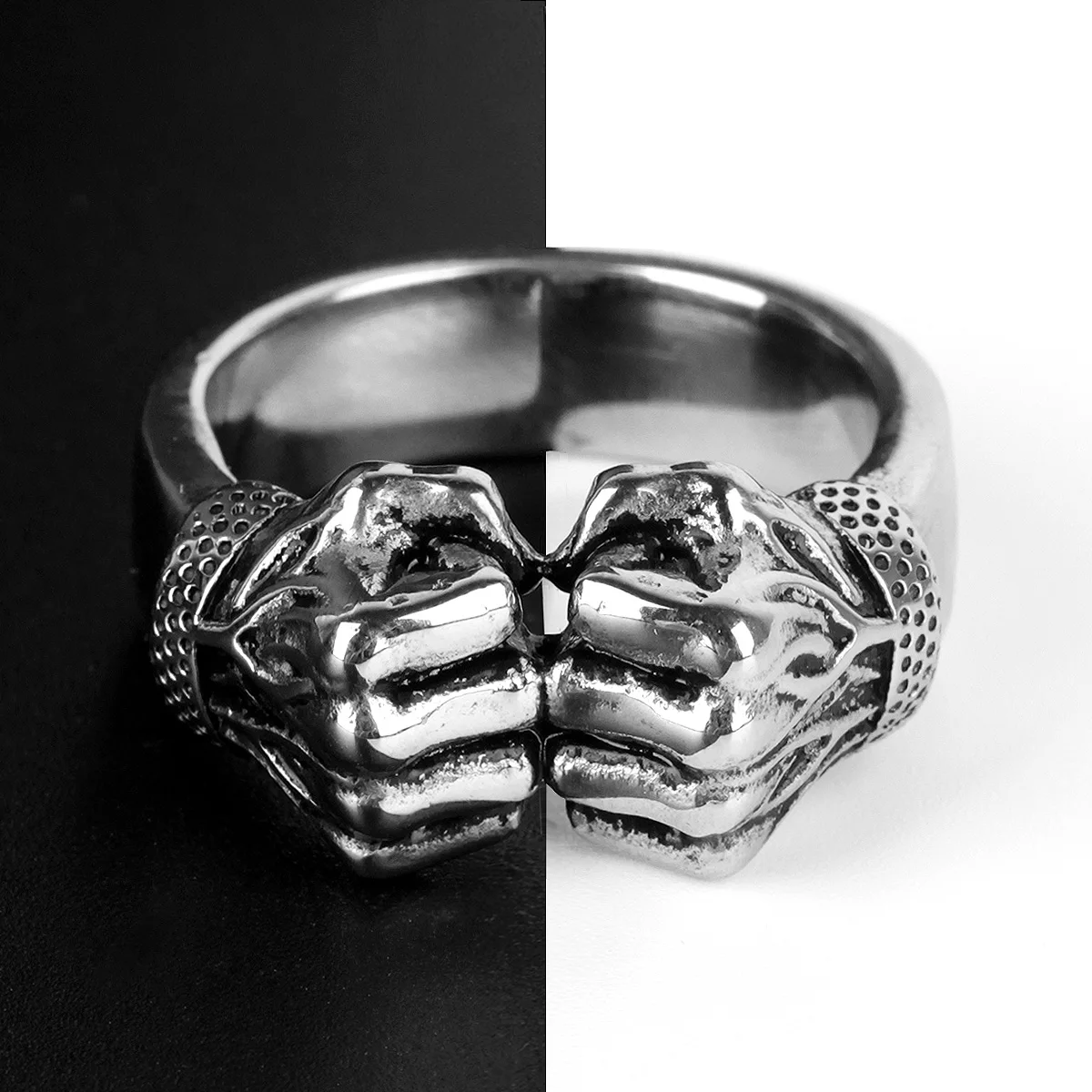 R024-Silver 316L нержавеющая сталь Angry Fist power Man мужские кольца в стиле панк, рок, хип-хоп креативность личность для мальчиков модные ювелирные изделия подарок - Цвет основного камня: R024-Silver