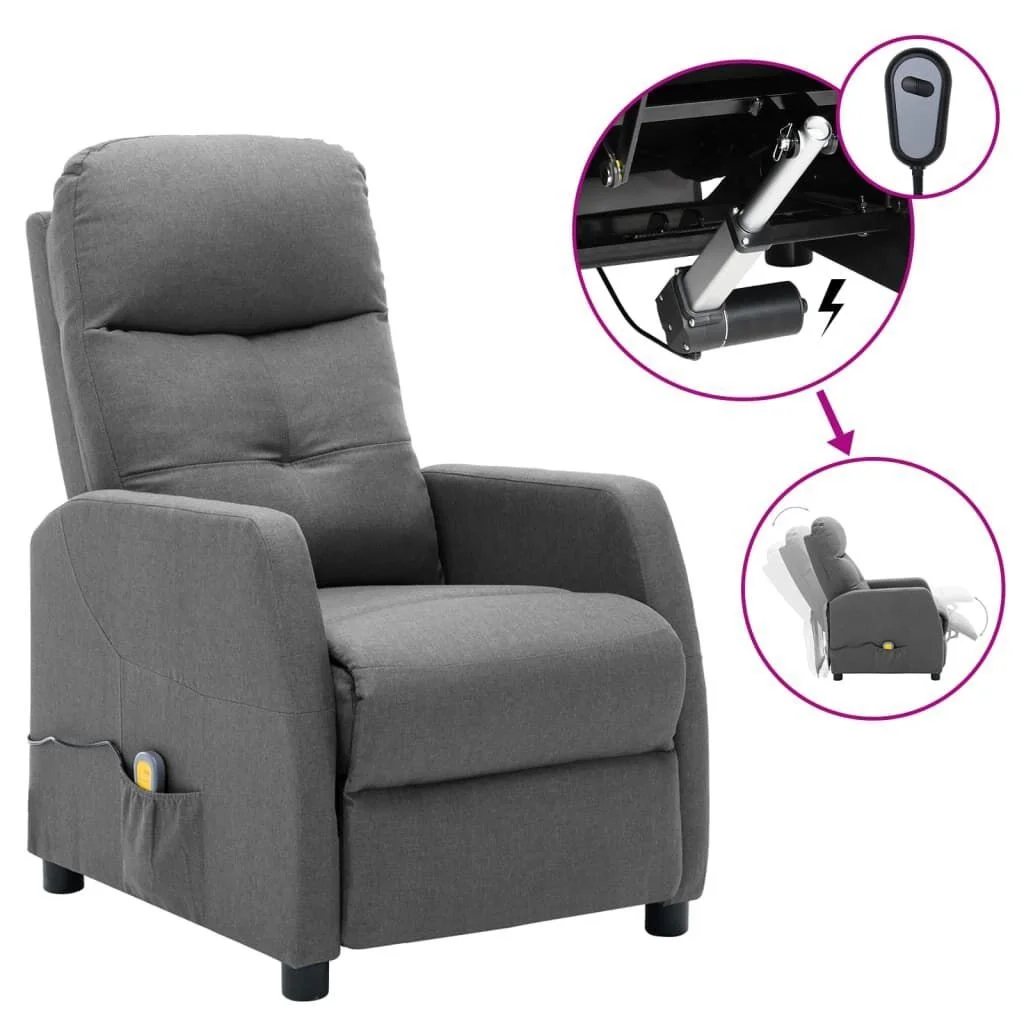 Kan worden berekend rammelaar betreuren vidaXL Fauteuil inclinable électrique de massage Gris clair Tissu -  AliExpress