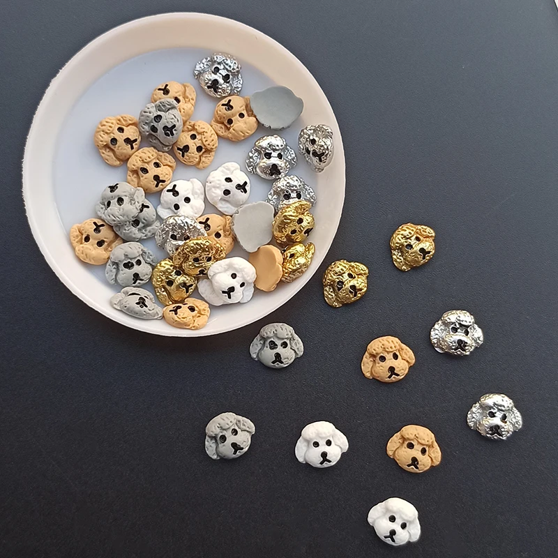 Resin Cartoon Dog Nail Art Decoration Flat Back Cute Embossed Puppy 3D Fingernail DIY Accessories 30/100PCS 2