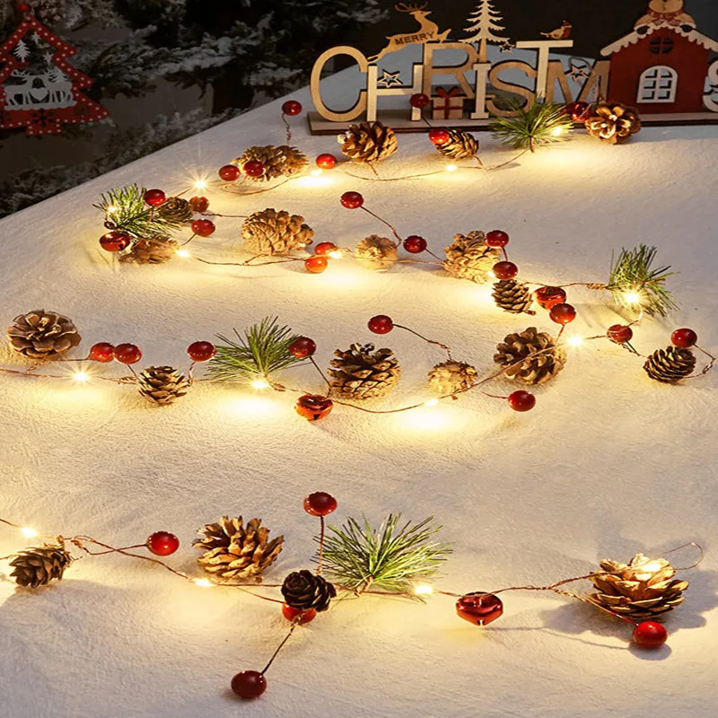 thumbnail image 1 of 2M 20 LED Pine Cones Garland Lights String Christmas Xmas Outdoor Holiday Wedding Party Baby Bed Fairy Lights Decorations, 1 of 5