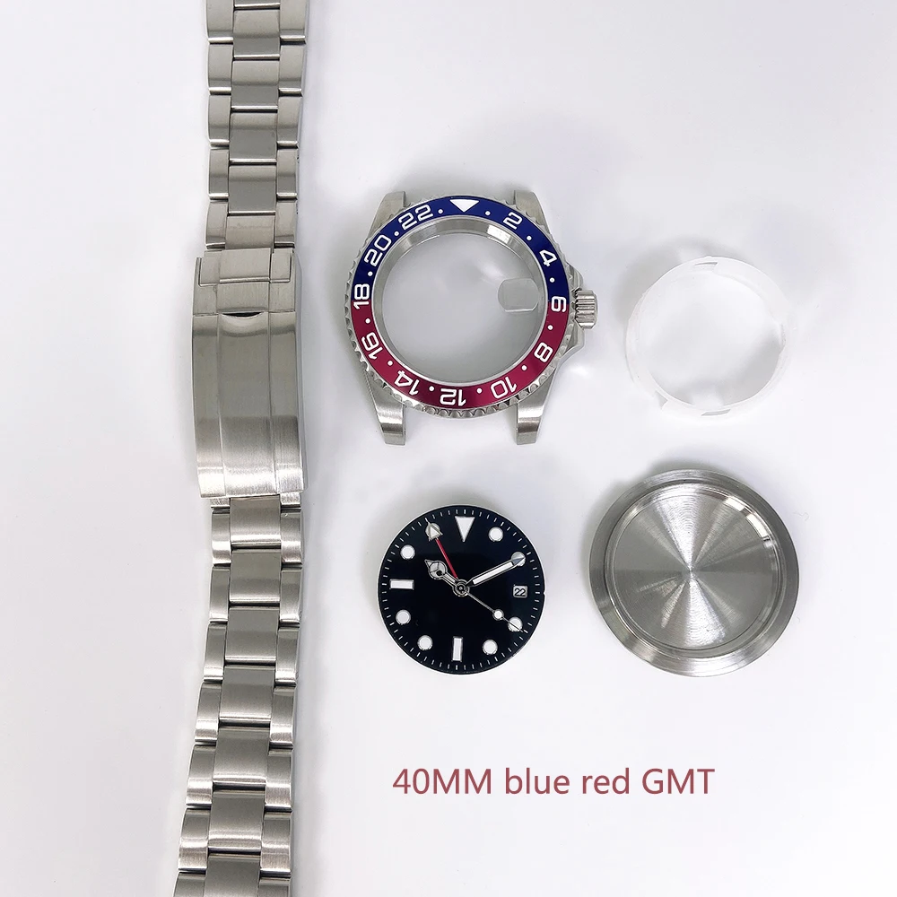 Gmt acessórios de relógio 40mm aço inoxidável