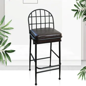 

American Retro Iron Tea Shop Bar Chair Backrest High Stool Bar Chairs Bar Stool Home Chair Factory Direct Sales