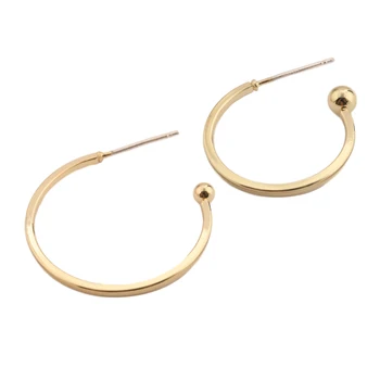 

10pcs Golden C Shape Geometric Post Circle Long Earrings Base Connectors Linker For DIY Drop Earrings Jewelry Making Accessorie