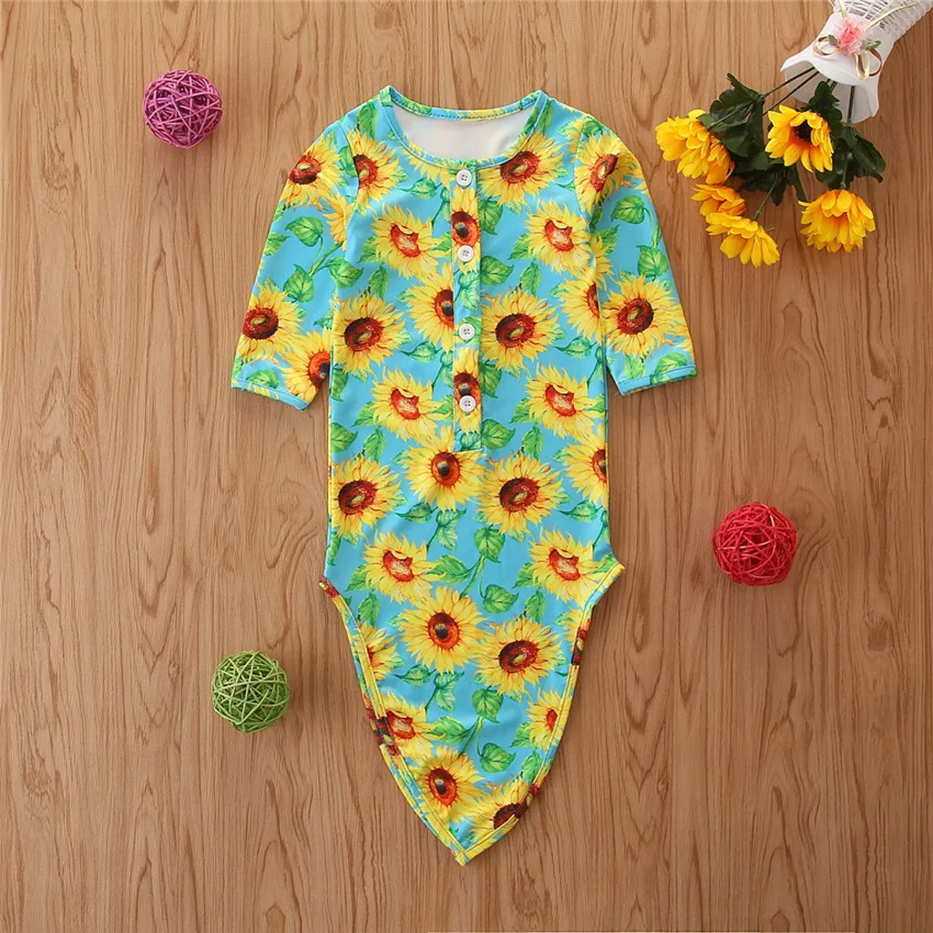 Cute Newborn Baby Boys Swaddle Clothes Girls Print Sunflower Floral Sleeping Bag Wrap Swaddle Clothes Hot#817