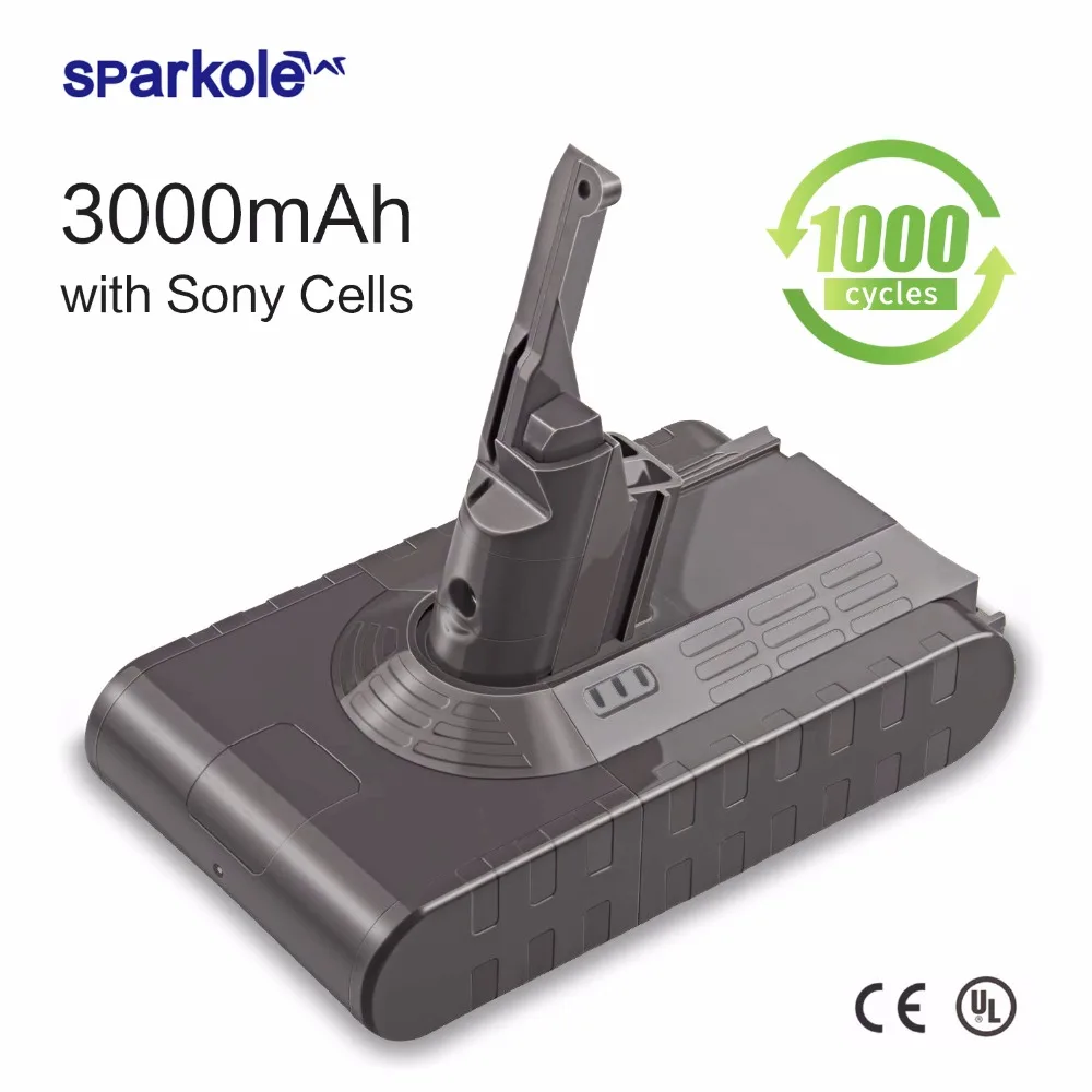 SPARKOLE 21,6 V 2.2Ah батарея li-ion с импортированная батарея ячейки для Dyson V6 DC58 DC59 DC61 DC62 животного DC72 DC74 1000 циклов UL и CE