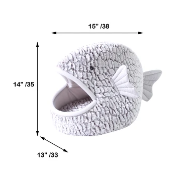 Fish Shape Cat Bed Nest Warm Kitten Dog Sleeping Beds Kennel Soft Pet Sofa Nests For Small Dogs Cats With Thick Cushion Mat 6