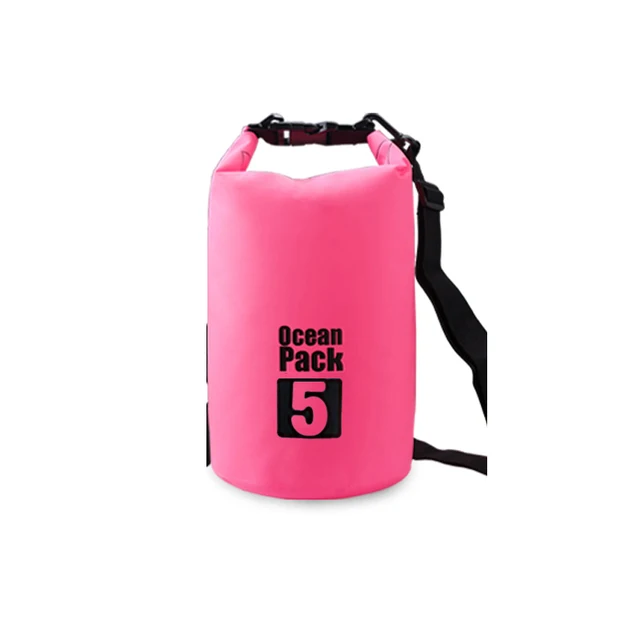 PVC Waterproof Bag 5L 10L 20L Outdoor Swimming Bag Diving Compression Storage  Dry Bag For Man Women Kayaking Backpack Pink 5L