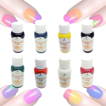 

8 Colours Each 30ml Airbrush Painting Design Nail Art Airbrush Paint Ink Pigment Set for Hand Stencils Spray Gun Accessories