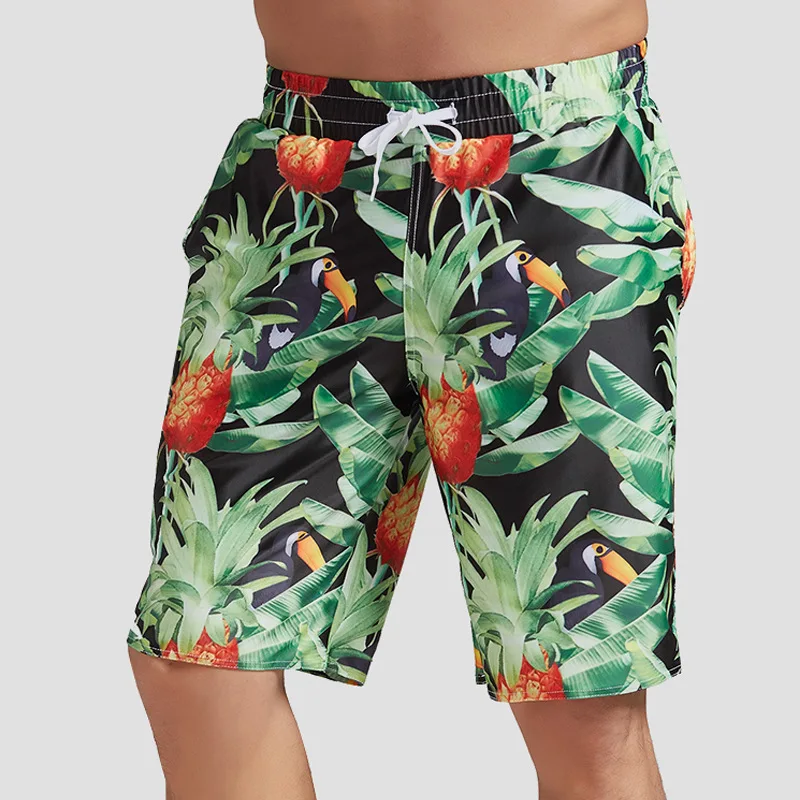 

2019 Men's Quick-Dry Beach Shorts Seaside Holiday Loose-Fit Short Large Size Flower Pants Trend Shorts Youth Shorts