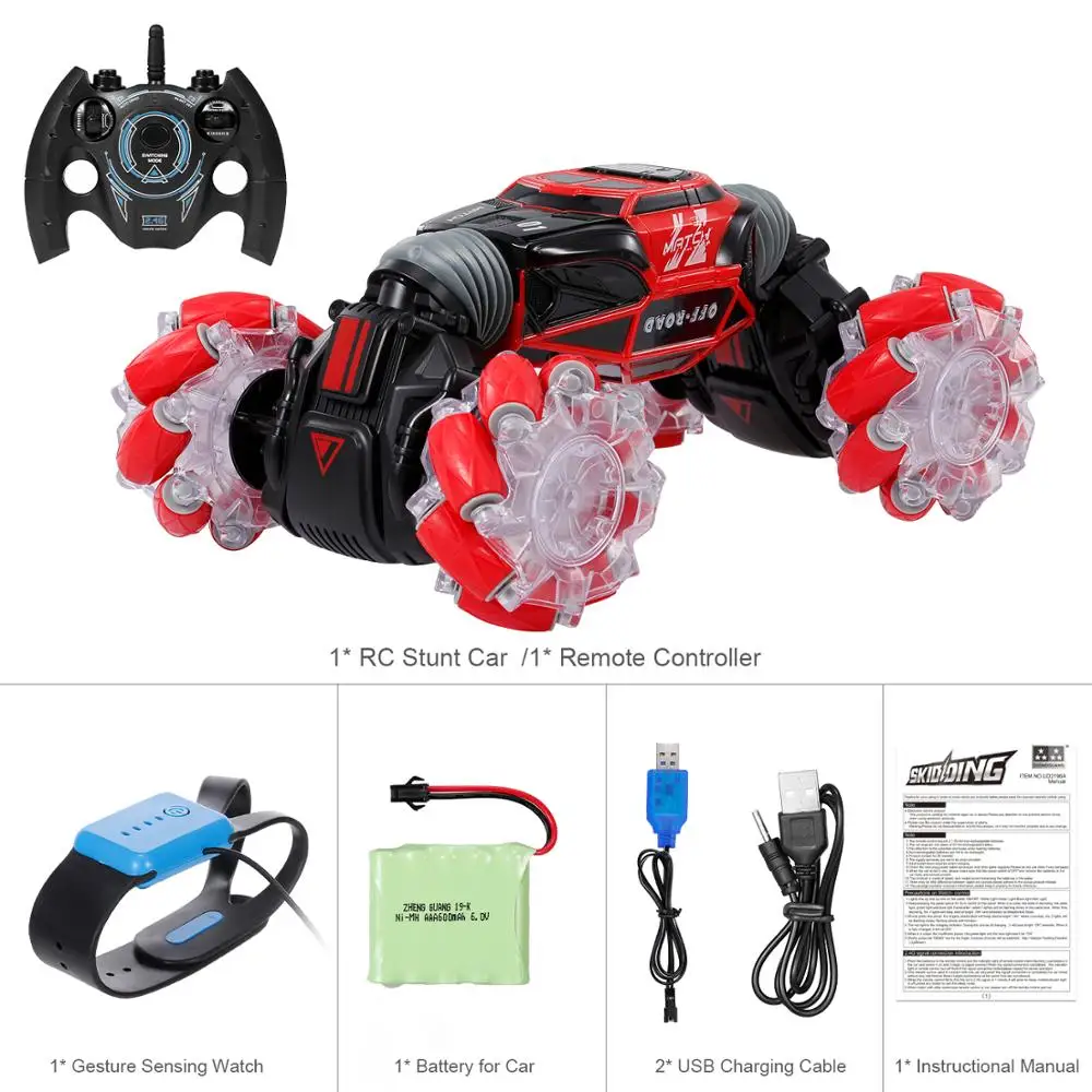 Красный Радиоуправляемый автомобиль, датчик жестов, трюк, дистанционное управление, автомобили, деформация, скалолазание, внедорожник, радиоуправляемая электрическая модель, игрушки, рождественский подарок - Цвет: Красный