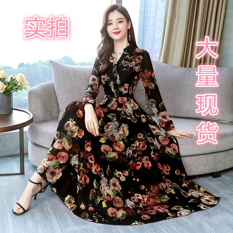 2278# шифоновое платье с цветочным рисунком для фотосессии; Новинка года; стильная популярная юбка для ранней осени; облегающие длинные юбки; юбка феи