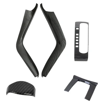 

5Pcs Car Carbon Fiber Pattern Central Control Gear Panel Patch Gear Knob Decoration for Honda Civic 2016-2019