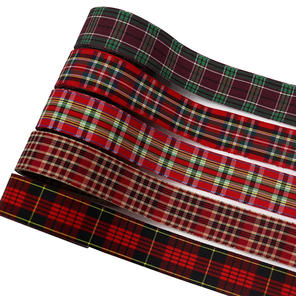 Multi-Color Gingham Ribbon Plaid Tartan Scottish Check Ribbon for