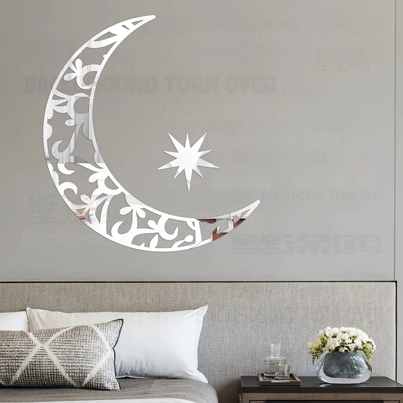 Mirror Stickers Wall Sticker Bathroom Room Decoration Bedroom Moon Star