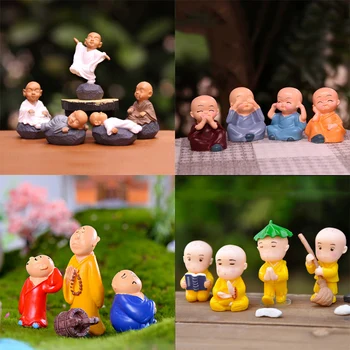 

BAIUFOR Cute little Monk Buddha Maitreya feng shui Green Plant Rockery Bonsai Figure Home Decoration Figurines & Miniatures
