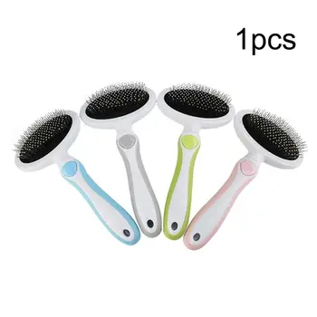 

Non Slip Shedding Pet Grooming Brush Silicone Handle Quick Release Comb Safe Long or Short Pet Hair Removal Deshedding