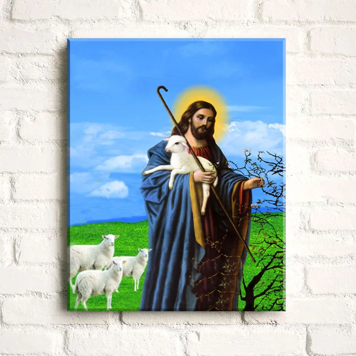 

Christianity Jesus Hold Sheep Picture Living Room Master Bedroom Frameless Painting Decorative Painting Paintings Mural Canvas P