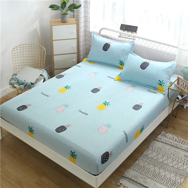 3pcs/set Print Beddings Fitted Sheet Pilowcases Elastic Mattress Cover Multi-size Mattress Protecto