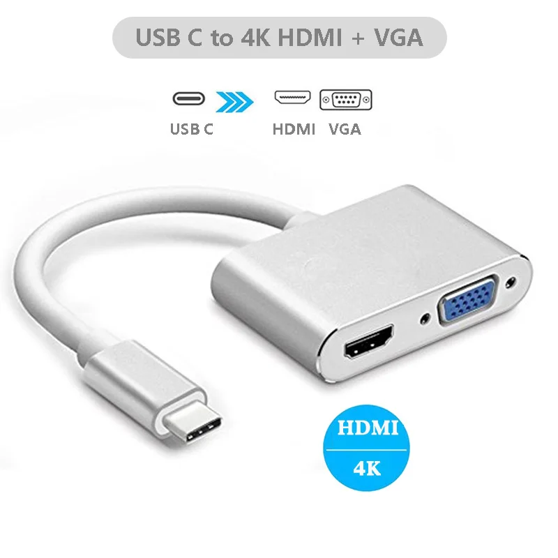 Ноутбук USB Type C 4K HDMI VGA адаптер док станция для MacBook Pro Air Hp Elitebook Dell XPS Lenovo Huawei