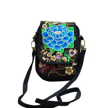 

Fashion National Embroidered Bags Multifunction Durable Handbag Inclined Three Layers Shoulder Bag 12*4*17cm