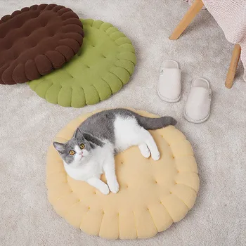 

Cat Biscuit Bed Pet House Soft Cat Mat Dog Bed For Small Dog Winter Warm Sleeping Bed Puppy Mat With Pillow Cats Supplies New