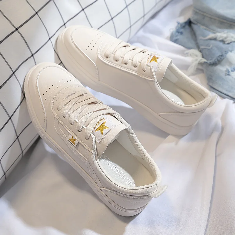 

White Shoes Student Korean-style Base Versatile Western Style Flat Online Celebrity Spring White Shoe 2019 New Style Skate Shoes
